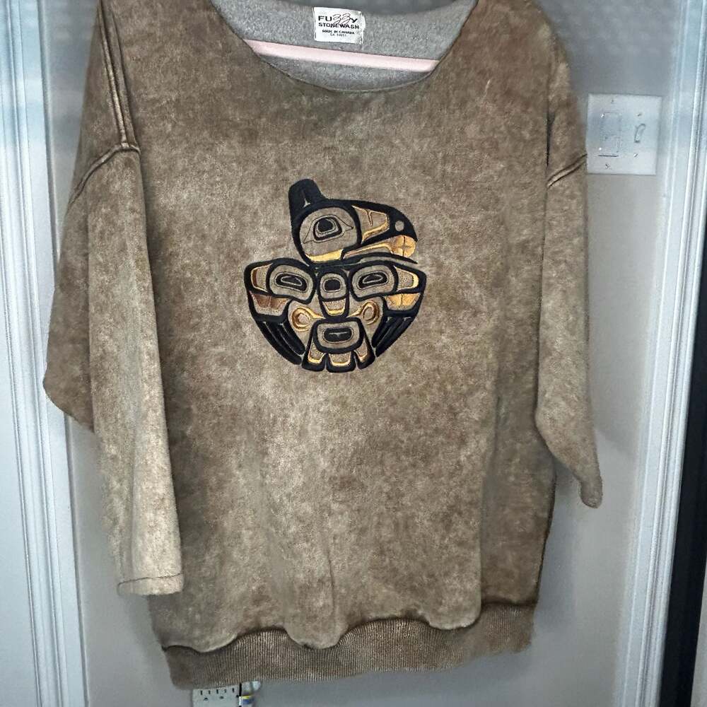 Vintage Fuzzy Stonewash Canada Sweatshirt Crewneck Brown